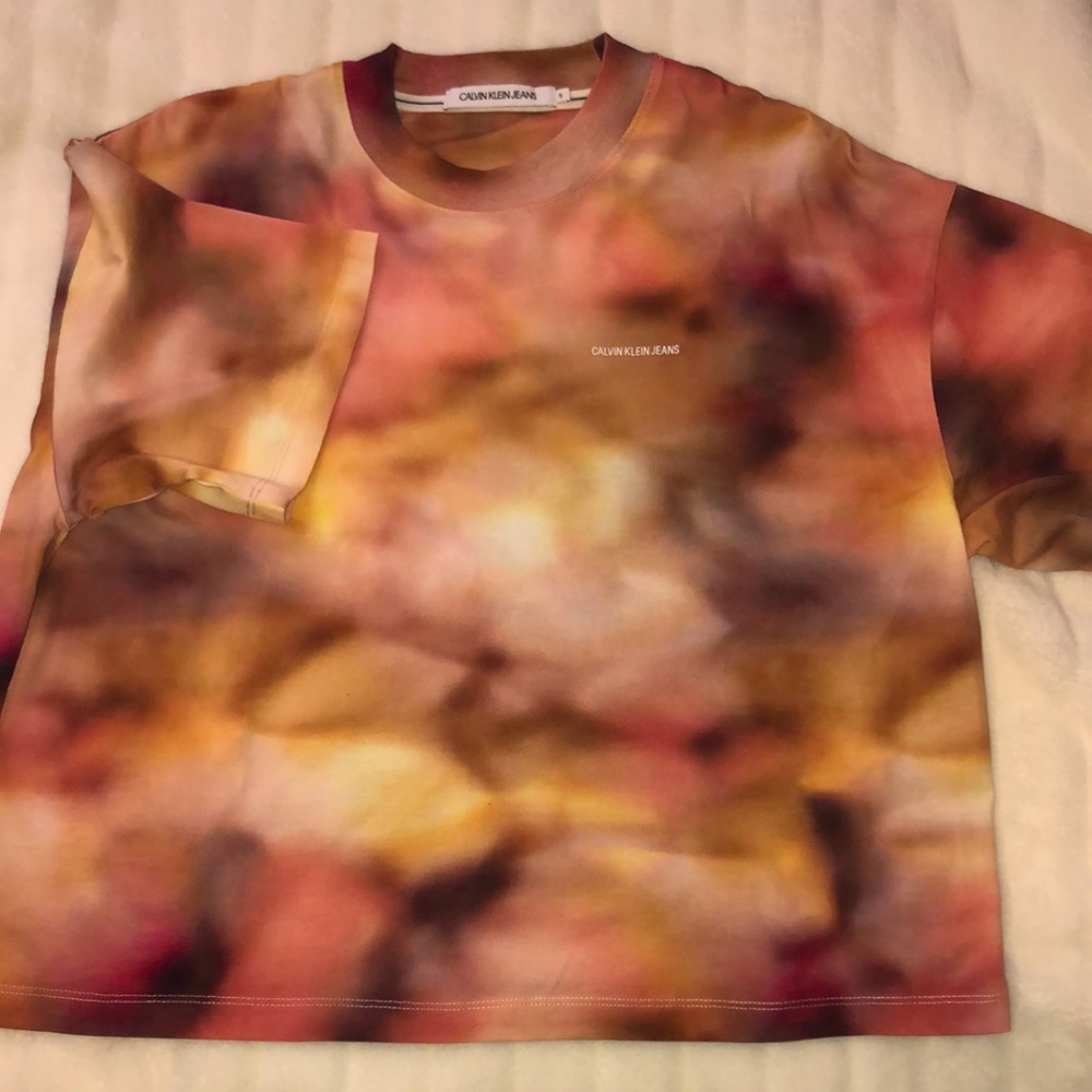 Calvin Klein tie dye baggy crop top style t-shirt
